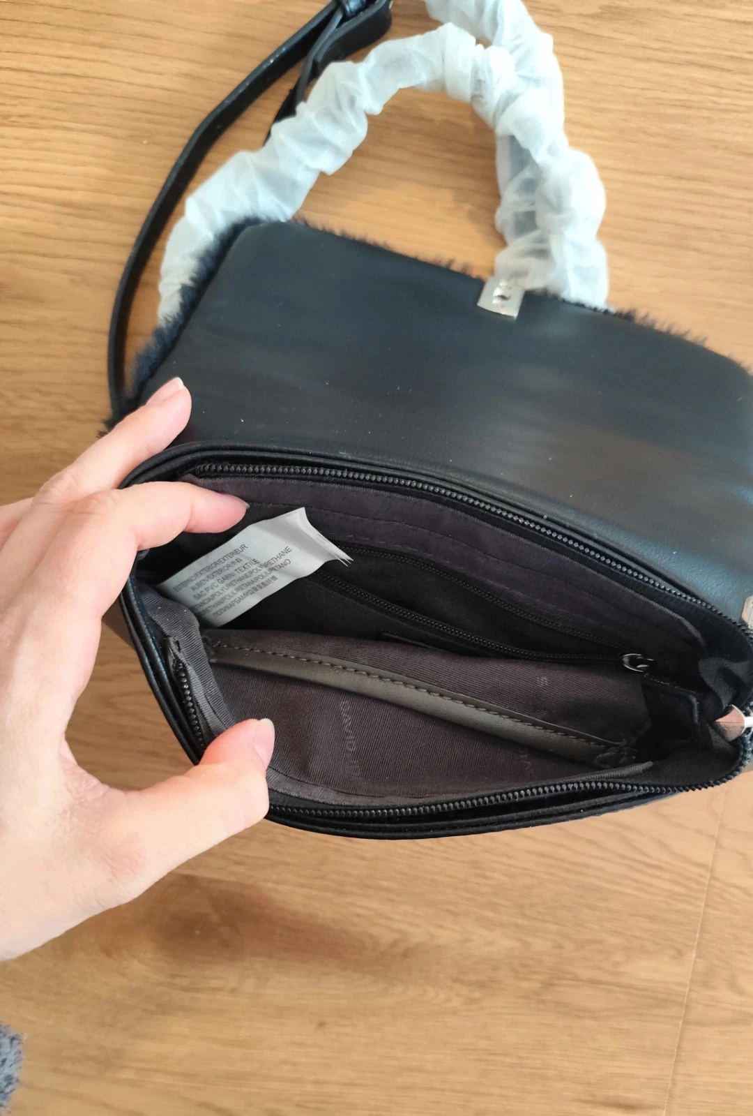Bolsa transversal preta de couro sintético e pele sintética NOVA com etiqueta - David Jones – photo 15
